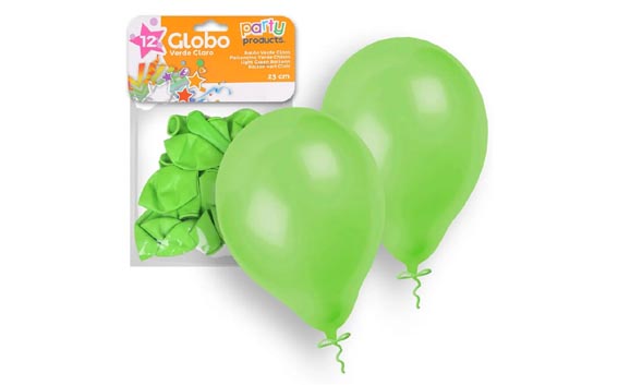 imagen de BOLSA 12 GLOBOS VERDES 23 CM