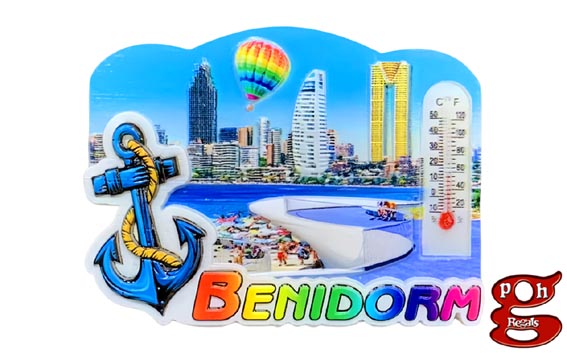 imagen de IMAN C/TERMOMETRO 3D BENIDORM ANCLA 8X6 CM